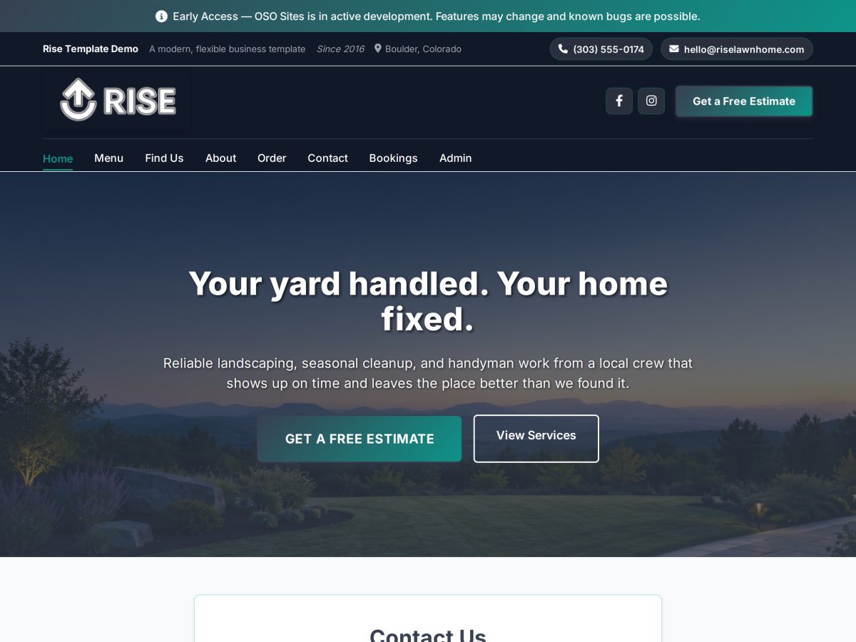 Rise demo site screenshot